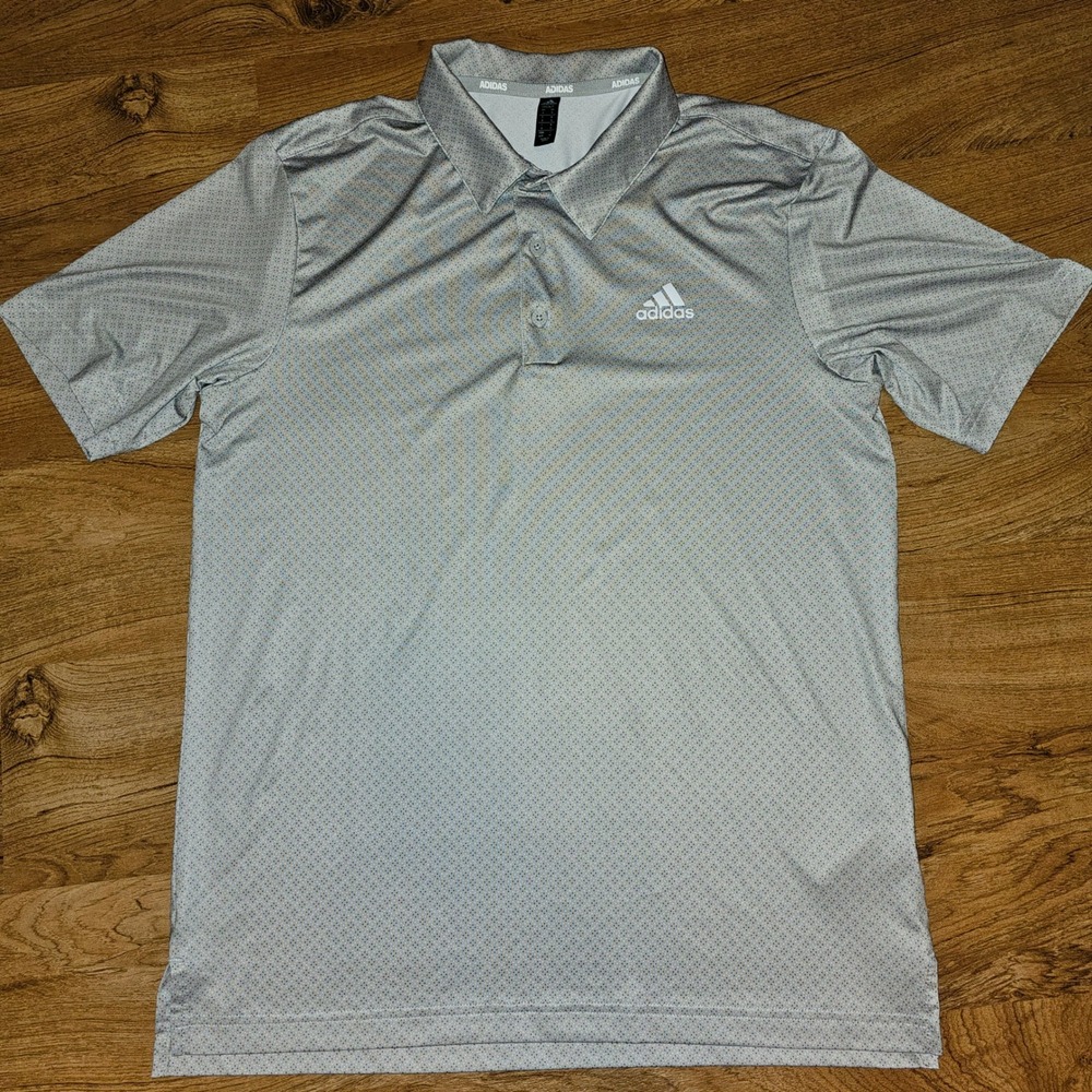 Adidas Golf Mens Small Grey Micro Dot Performance Polo Shirt Short Sleeve S